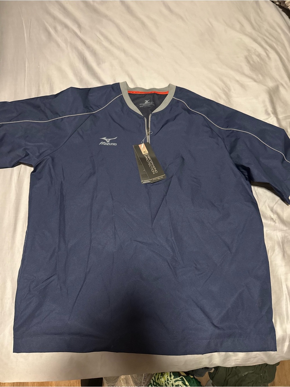 Mizuno Men's Navy Swim Rash Guard with Gray Trim